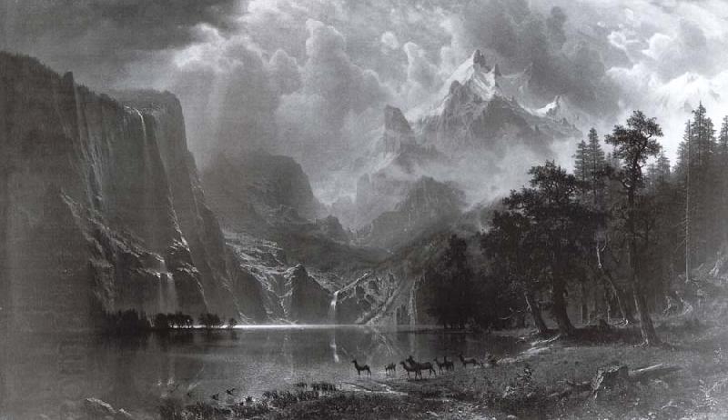 Albert Bierstadt Between the mountains of the Sierra Nevada in Californie